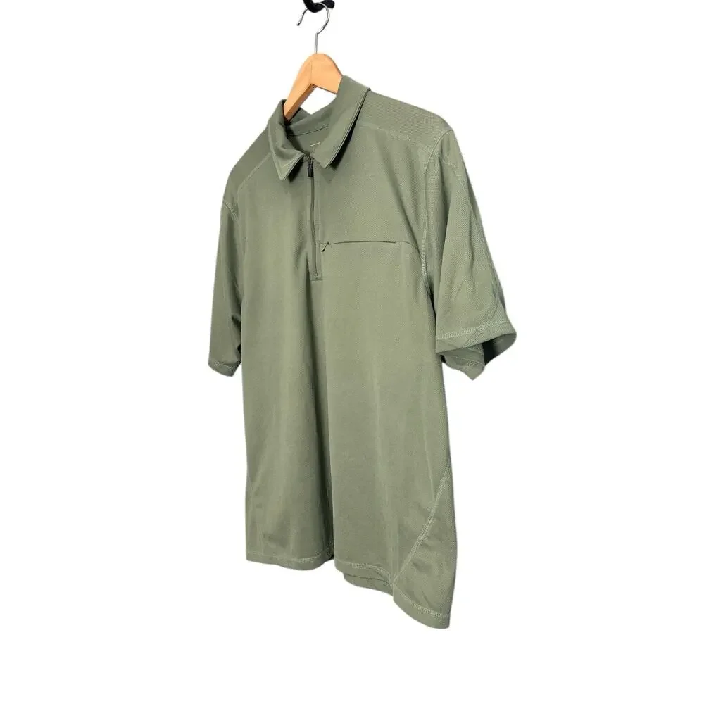 L.L.Bean Men's Green Half-Zip Performance Polo‎ Shirt L